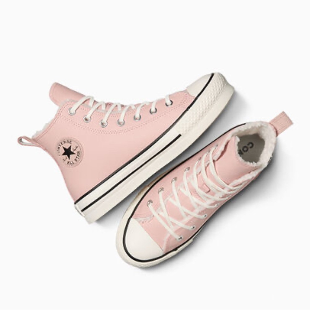 chuck taylor converse All Star Lift Platform leather & Sherpa, Pink , Size8/38